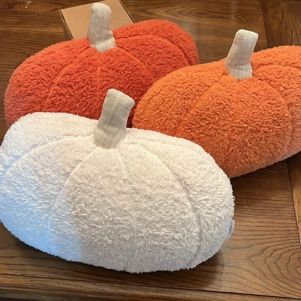 Rachel Ashwell pumpkin pillows, 3 available-1 orange and 2 brown‎